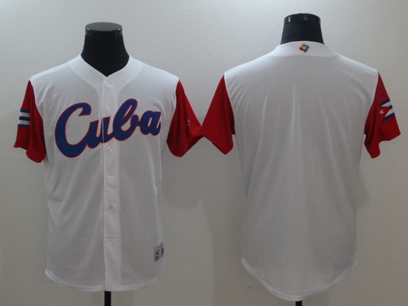 Men Cuba Baseball Majestic White 2017 World Baseball Classic Replica Team Jersey->more jerseys->MLB Jersey